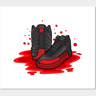 AJ 12 Retro Flu Sneaker Posters and Art